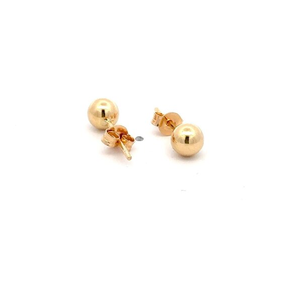 18K Gold Earrings Stud Balls Polished Small 1.55 grams - Picture 7 of 9